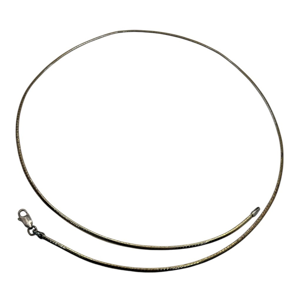 Italy 2 tone gold over sterling silver omega collar necklace vintage reversible